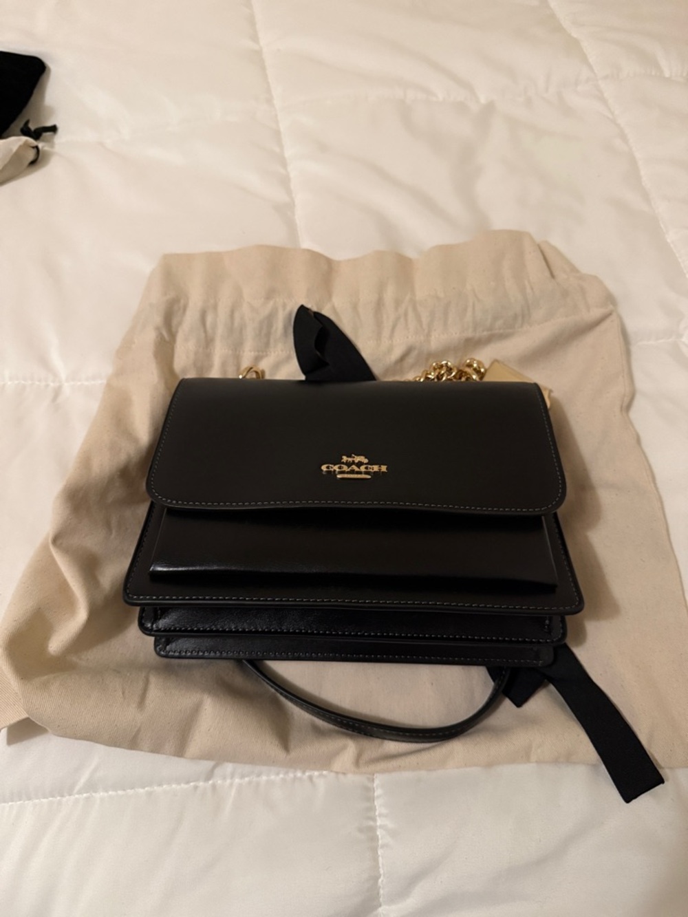 Coach Black Klare Crossbody Layered Shoulder Bag with Gold Hardware